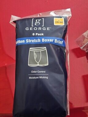 George Cotton Stretch Boxer Briefs - Navy Blue